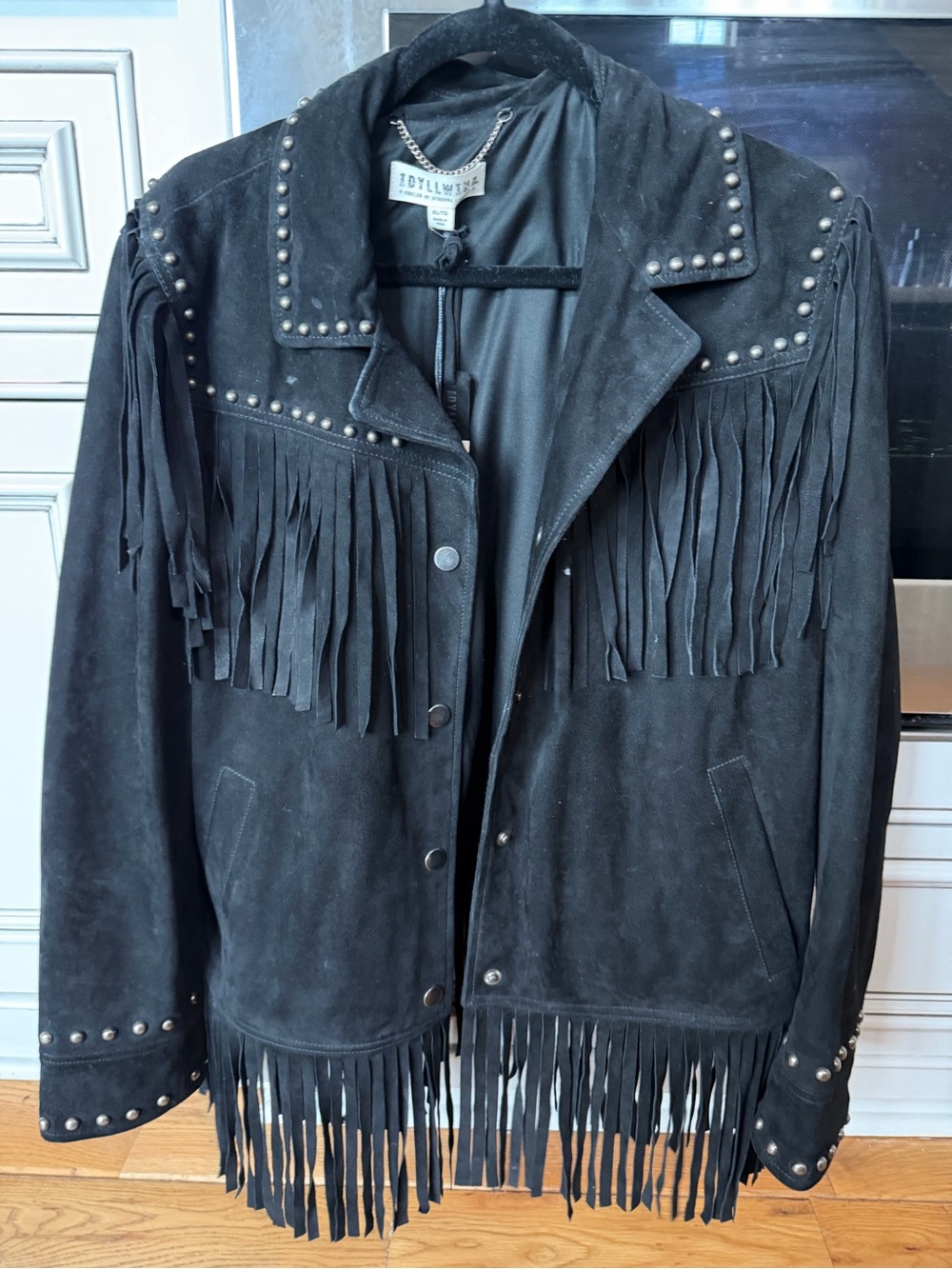 Idyllwind by Miranda Lambert Black Suede Fringe & Stud Leather Jacket